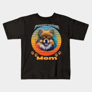 Pomeranian Dog Mom Sunset Kids T-Shirt